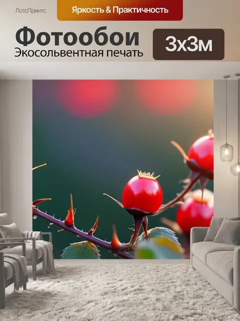 Фотообои пейзаж с шиповником легкий