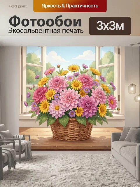 Фотообои Букет георгинов у окна