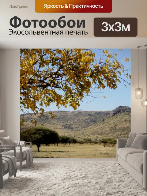 Фотообои Хилл пейзаж с желтыми листьями