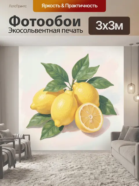 Фотообои Лимоны на ветке с листьями