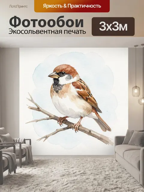 Фотообои Воробей на ветке