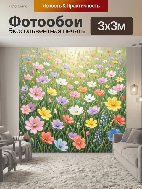 Фотообои Полевые цветы в солнечном свете