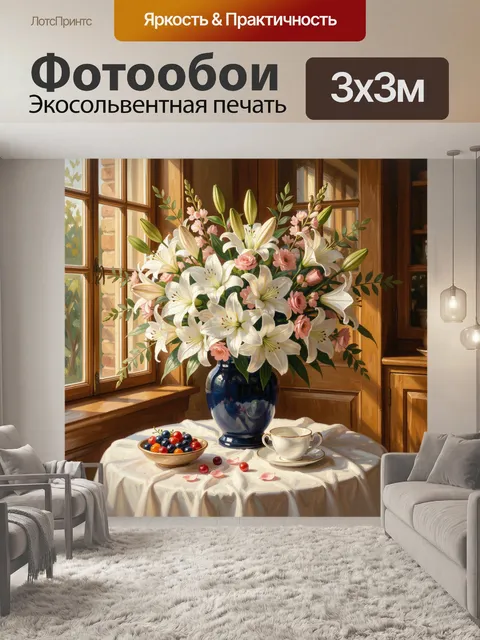 Фотообои Букет лилий у окна