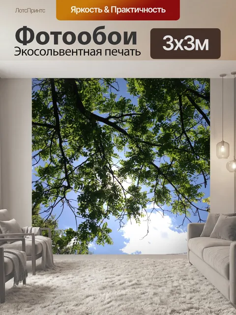 Фотообои солнечный свет через ореха листьев