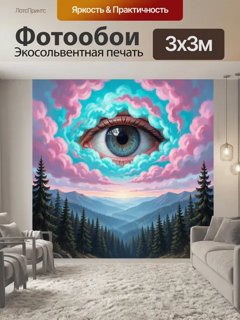 Фотообои Сюрреалистический глаз над горами