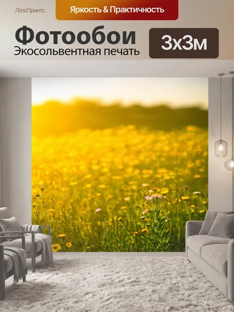 Фотообои градиент солнечных лужайках с цветами