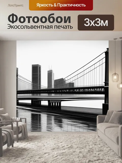 Фотообои городской пейзаж с мостами чернобелый