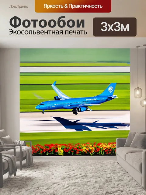 Фотообои современный синий авиалайнер