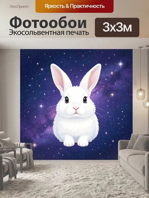 Фотообои Зайчик в космическом сиянии