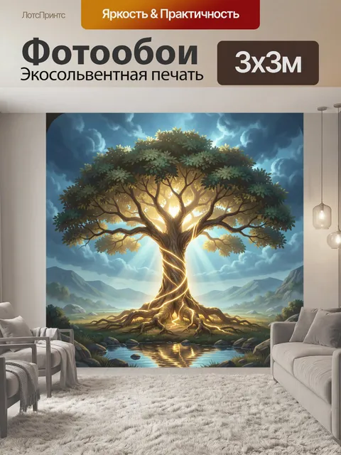 Фотообои Светящееся древо в горах