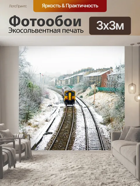 Фотообои Поезд и Зимний пейзаж