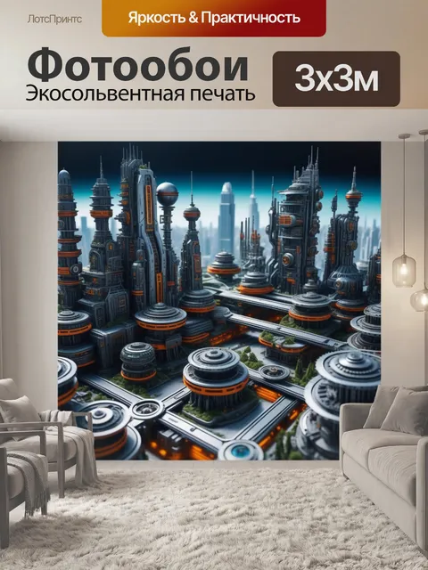 Фотообои механический город будущего