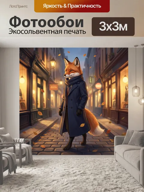 Фотообои Осенний лис на прогулке
