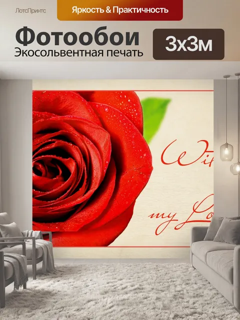 Фотообои Открытка с розой Привет