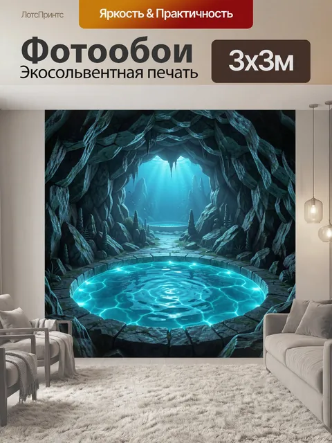 Фотообои Синее подземное озеро в пещере