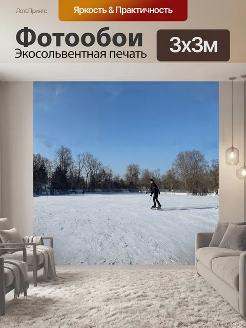 Фотообои **зимний пейзаж с конькобежной дорожкой**