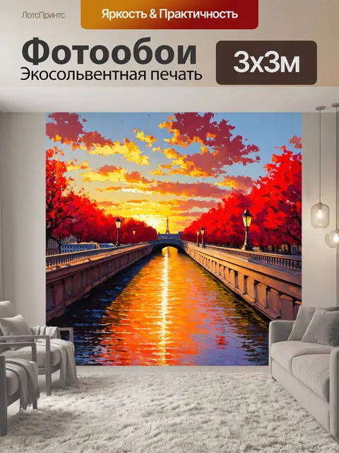 Фотообои парижский мост с видом на закат