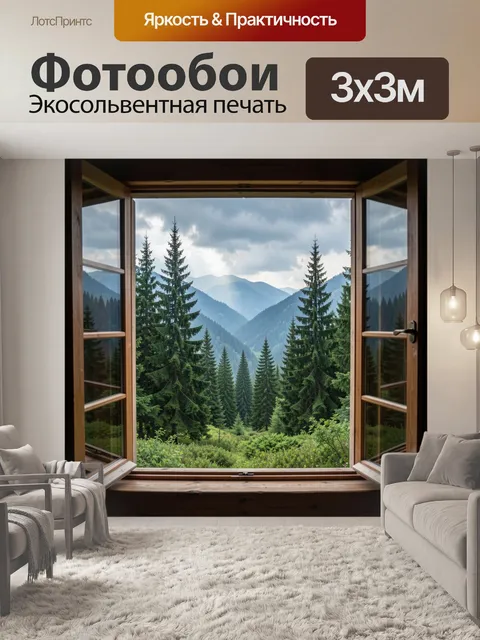 Фотообои Вид на горы из окна