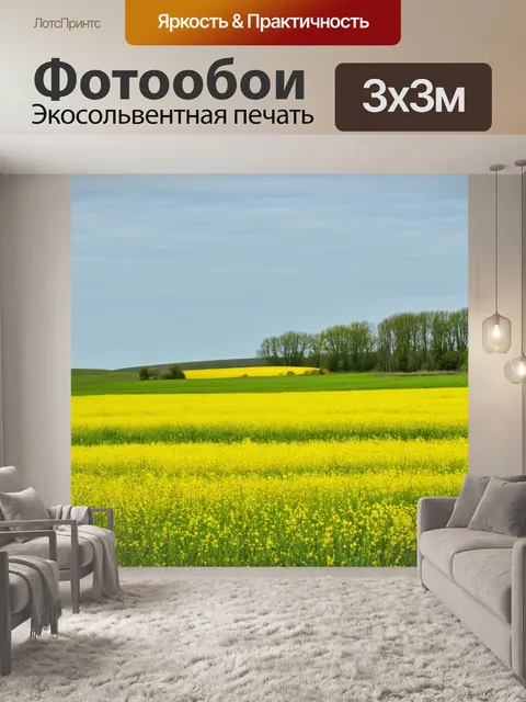 Фотообои поле, чистое и невинное, где каждый цвет и форма улучшают природный контраст