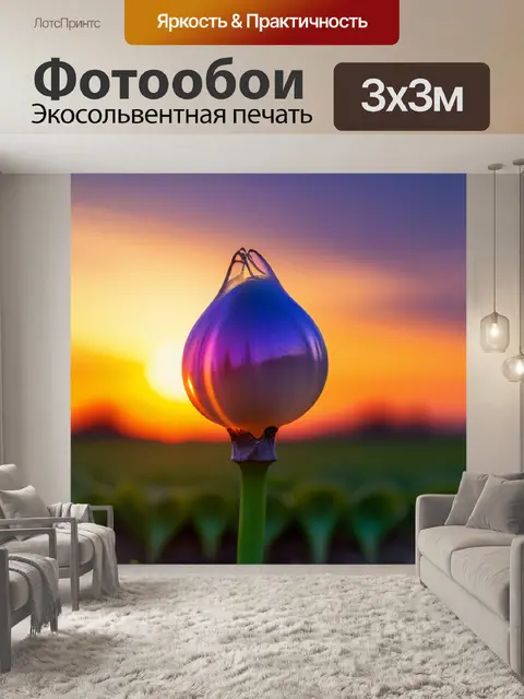 Фотообои тюльпановая луковица на фоне заката