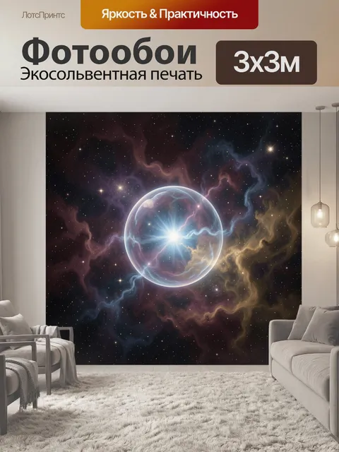 Фотообои Космическая сфера в туманности