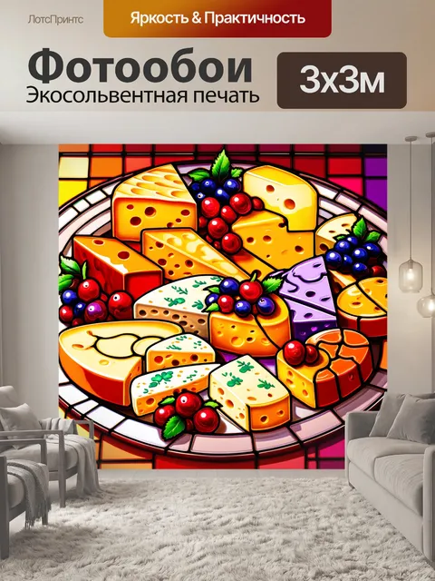 Фотообои обилие сыров на блюде
