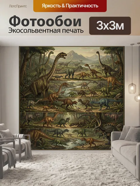 Фотообои Динозавры в доисторическом лесу