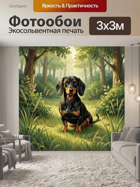 Фотообои Такса на лесной поляне