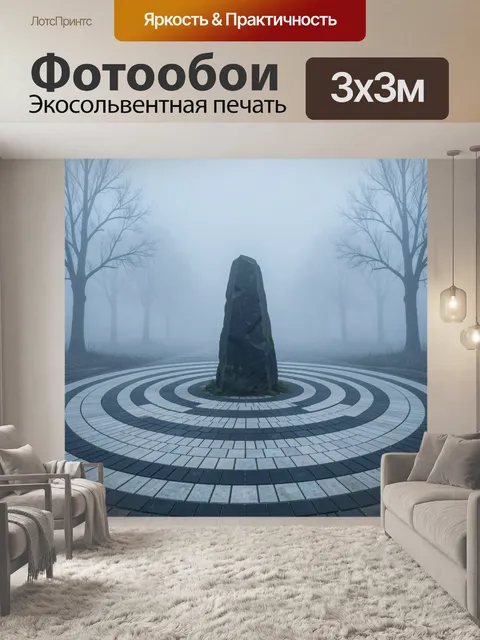 Фотообои Туманный сквер с обелиском