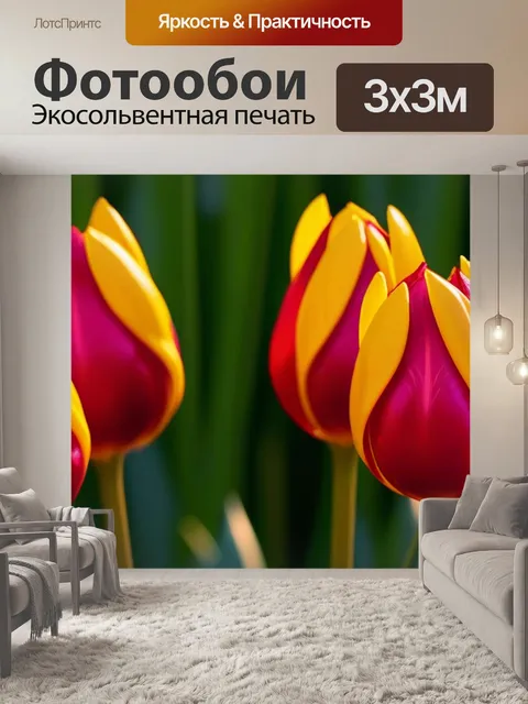 Фотообои тюльпаны с золотыми потеками
