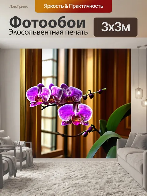 Фотообои орхидея, обрамленная старыми каймой и шикарным интерьером