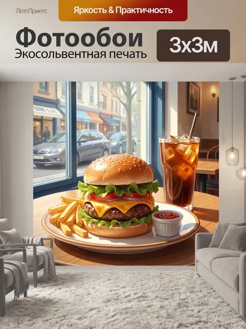 Фотообои Аппетитный ужин у витрины