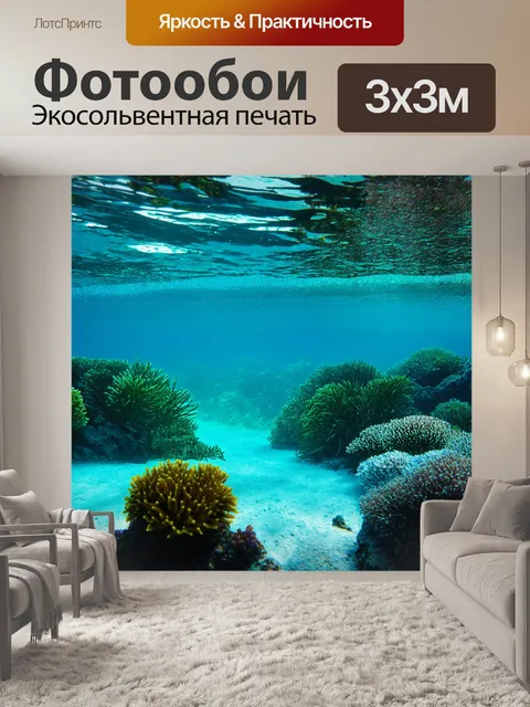 Фотообои сцена, изучающая свет и тень в подводном мире