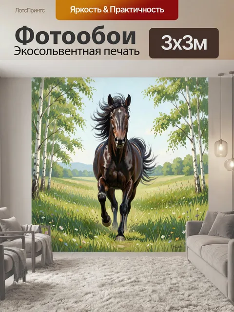 Фотообои Грациозный конь в летнем поле