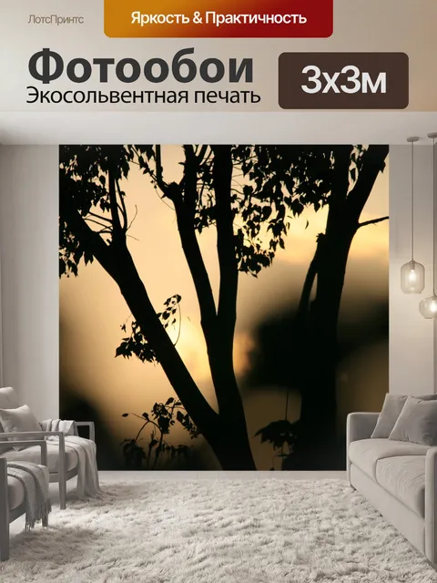 Фотообои силуэт дерева с закатом небо