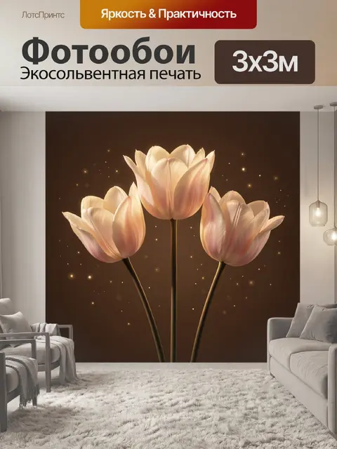 Фотообои Нежные тюльпаны на темном фоне