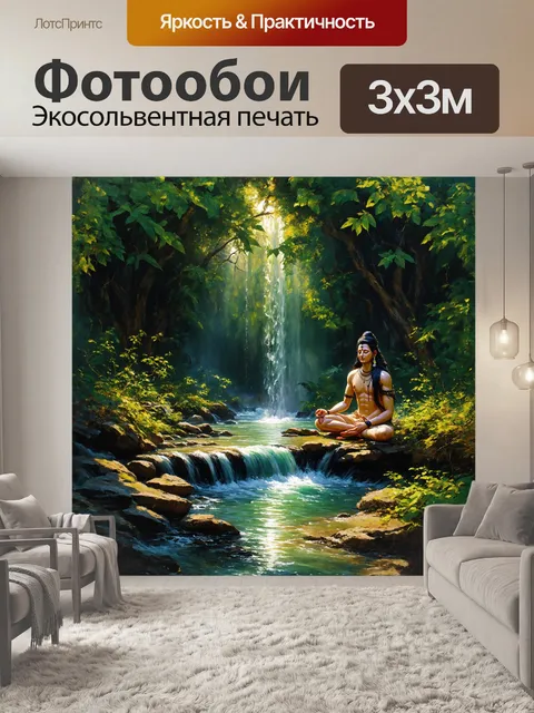 Фотообои глубокие темно-зеленые леса окружают лорда шиву