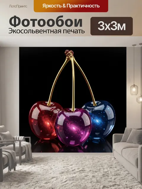 Фотообои Неоновая композиция с вишнями