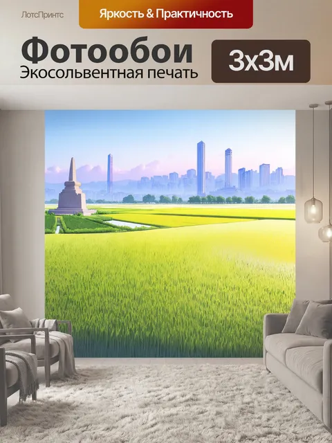 Фотообои ветер свистит через необъятные рисовые поля северной кореи на заре