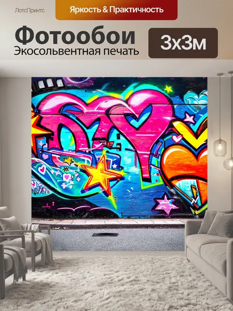 Фотообои фон в стиле графити с изображением знаменитых уличных художников