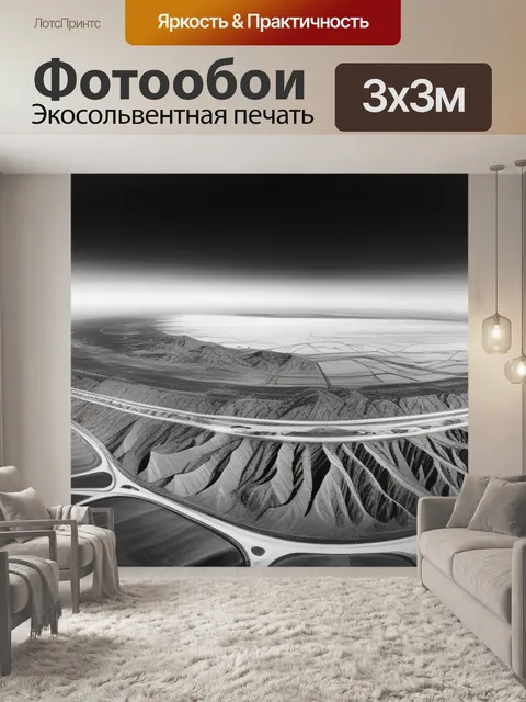 Фотообои с панорамой чернобелый