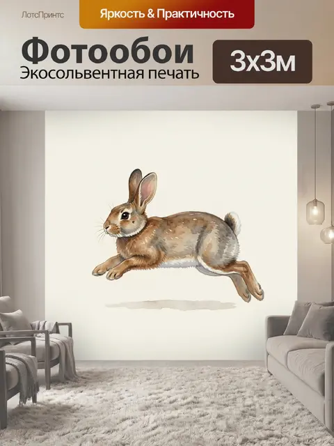 Фотообои Заяц в прыжке акварелью