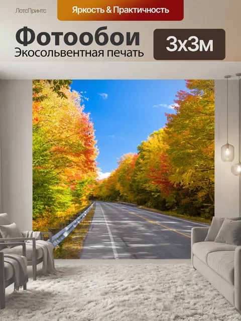 Фотообои Лесная дорога осенью