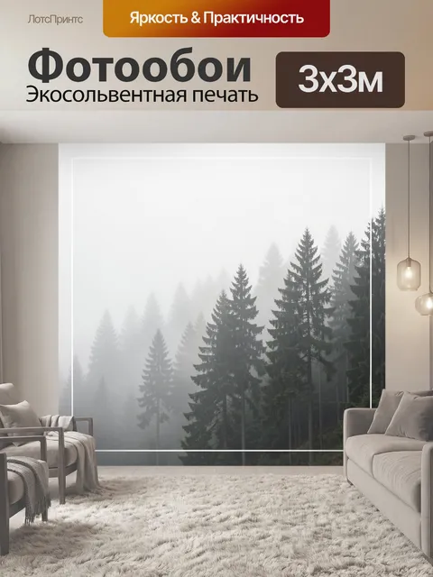 Фотообои Туманный хвойный лес