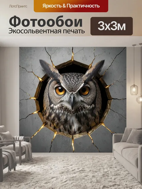 Фотообои Сова в трещине камня