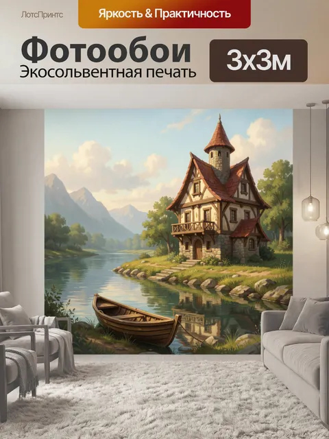 Фотообои Сказочный дом у реки