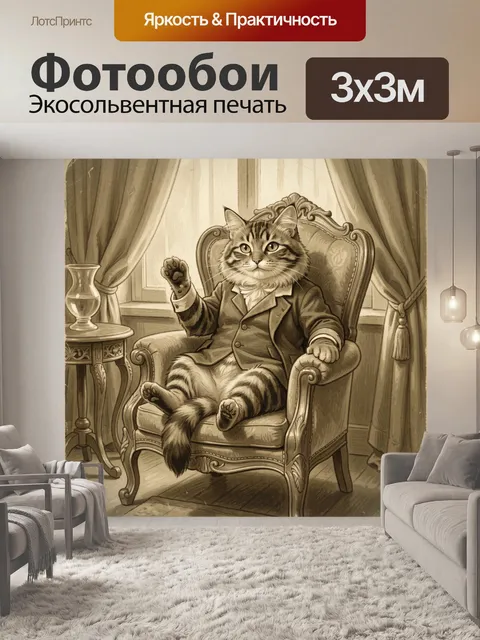 Фотообои Антропоморфный кот в кресле
