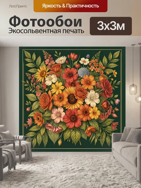 Фотообои Букет садовых цветов на тёмном фоне