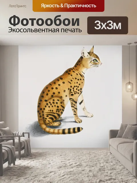 Фотообои Большая кошка винтаж картина старый
