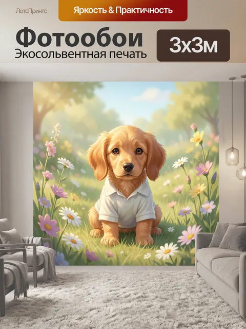 Фотообои Щенок в белой рубашке